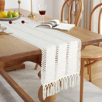 6 x Brand New Table Runner Boho 72 inch Macrame Table Runner made of Cotton Table Runner Beige Cream Table Runner Linen with Tassel Suitable for Bohemian Dining Room Bedroom Decoration Wedding - RRP €54.36