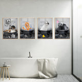 5 x Brand New UGZDEA Animal in the Bathtub Canvas Pictures, Black White Bear Elephant Cow Alpaca Bathroom Poster Home Decor-without Frame No Framed-5, 4x40x60cm  - RRP €149.95