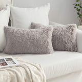 1 x RAW Customer Returns MIULEE Set of 2 Cushion Covers Artificial Fur Sofa Cushion Decorative Decorative Cushion Cuddly Cushion Plush Cushion Cuddly Couch Cushion Super Soft Cushion Fluffy Cushion Cover for Sofa 40 x 60 cm Grey - RRP €18.49