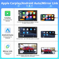 1 x RAW Customer Returns Hikity Carplay Car Radio 1 Din with Screen 7 Inch Touchscreen Car Stereo Radio with Bluetooth Handsfree Mirror Link Android Auto USB AUX SD FM EQ Rear View Camera Steering Wheel Control - RRP €60.49