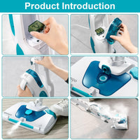 1 x RAW Customer Returns Stemoo 331641 Double steam mop, dual function with portable steam cleaner, 19 accessories, eliminates 99.9 of viruses, germs and bacteria, ECO cleaning without chemicals - RRP €112.38