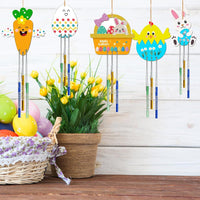 22 x Brand New Pack of 6 Easter wind chimes craft set, Easter decorations, Easter eggs, wooden Easter pendants, Easter crafts for children, DIY Easter bunny Easter decorations with painting pen, bells, rhinestone stickers - RRP €199.32