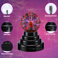 1 x RAW Customer Returns Magic Plasma Ball Theefun Mini Luminous Portable Ball Electrostatic Ball Touch Sensitive Lightning Ball, Flashing Educational Toy Physics Flash Light Plasma Lamp Sphere Light Effects - RRP €17.69