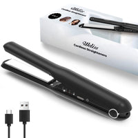 1 x RAW Customer Returns Mini wireless straightener, straightener for curls and straightening, 2 in 1 portable, hair straightener with USB charging for short, long hair, with 3 temperatures, travel straightener without cable for holidays,- RRP €41.99