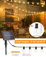 1 x RAW Customer Returns litogo Solar String Lights Outdoor 13M 42.6FT, 4 Modes with 15 1 LED G40 Solar Powered Lights, Waterproof Shatterproof Solar Lights Outdoor for Garden Party Patio Yard, 2 Pack - RRP €52.12