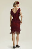 1 x RAW Customer Returns BABEYOND Women s 1920s Dress V Neck Sleeveless Sexy Transparent Waist Flapper Fringe Dress 20s Sequin Dresses Great Gatsby Cocktail Party Ladies Carnival Costume Dress Wine Red L  - RRP €53.53