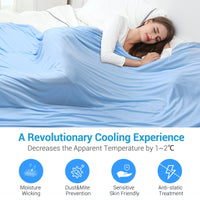 1 x RAW Customer Returns Marchpower summer blanket microfiber Arc-Chill, self-cooling cooling blanket with Japanese Q-Max 0.4, cool and cozy, 2 in 1 double-sided soft blanket sofa blanket travel blanket 150 200cm blue  - RRP €39.99