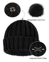 1 x RAW Customer Returns Zylioo XL XXL fleece lining winter hat with bobble, bobble knitted hat for large heads, winter warm beanie hat with pom pom skull watch cap - RRP €19.2