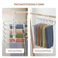 1 x RAW Customer Returns Housolution 5 Tier Trouser Hanger, 2 Pack Metal Clothes Hangers for Scarves Pants Ties Towels Clothes, Space Saving Trouser Rack for Wardrobe Clothes Shop Balcony - Gray - RRP €11.99