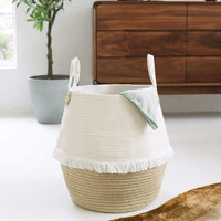 5 x Brand New La Jol e Muse laundry basket storage basket made of cotton rope, children s room living room bathroom, laundry collector, large stable with handle, H40 x D38cm cream-colored - RRP €136.1