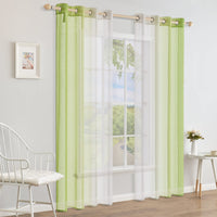 1 x RAW Customer Returns MIULEE Set of 2 Voile Curtains, Two-Tone Curtain with Eyelets, Transparent Curtain, Eyelet Curtain, Translucent Window Scarf for Bedroom 140 x 225 cm, Green - RRP €27.49