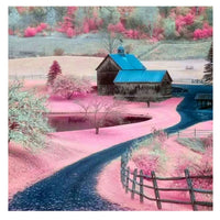 1 x Brand New DCIDBEI 40x40CM Diamond Painting Landscape Pink, Diamond Painting 5D Embroidery Diamond Square Stones Adults Ideal Decoration, Crafts, Painting Needlework, Country House - RRP €20.4