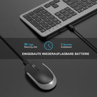 1 x RAW Customer Returns Keyboard Mouse Set Wireless, seenda Ultra-Thin Rechargeable Wireless, Ergonomic with Silicone Dust Protection for PC Laptop Smart TV, DE QWERTZ Layout Black Gray  - RRP €40.33