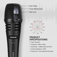 1 x RAW Customer Returns TONOR Dynamic Karaoke Singing Microphone with 5m XLR Cable, Metal Handheld Microphone Compatible with Karaoke Machine, Speaker Amplifier Mixer for Karaoke Singing, Speaking, Wedding - RRP €24.99