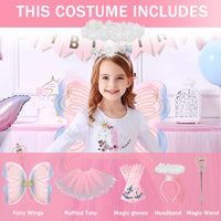 23 x Brand New Butterfly costume girls 4 pieces with tulle skirt wings magic wand and headband suitable for children from 2 to 8 years carnival - RRP €230.69