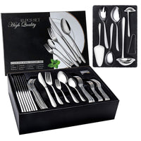 1 x RAW Customer Returns 48-piece cutlery set for 8 people, stainless steel cutlery set with serving cutlery, dining cutlery with forks, knives, spoons, serving set, polished, dishwasher safe - RRP €49.99