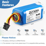 1 x RAW Customer Returns ZEYXINH Replacement Battery for Conga, 14.4V 2600mAh Li-Ion Battery for Cecotec Conga 1290, 1390, 1490, 1590, not with Conga 950 990 1190 1790 4090 - RRP €25.08