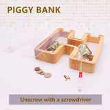 1 x RAW Customer Returns DBPBToU Money Box Made of Wooden Letters, Large Transparent Piggy Bank for Children, 23 4 23cm Large Personalized Savings Box, Money Box Children for Birthday Gift Home Decoration Keepsake H  - RRP €23.99