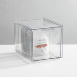 1 x RAW Customer Returns mDesign drawer box with 2 drawers stacking box made of plastic for kitchen and refrigerator kitchen organizer for snacks, pasta, vegetables etc. set of 4 transparent - RRP €58.54