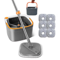 1 x RAW Customer Returns Feloyal floor mop mop set spin mop and bucket set with 6 microfiber mop pads with self-separating dirt and fresh water system self-wringing 360 rotating square mop head - RRP €55.45