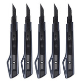 1 x RAW Customer Returns MANUFORE 5 piece 9 mm cutter knife set, professional cutter knife 30 degrees with black SK5 steel snap-off blades, 9 mm cutter black for cardboard, foils, paper, crafts and wallpaper  - RRP €12.1