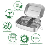 1 x RAW Customer Returns Traumwesen stainless steel lunch box 1400ml with sliding divider, ideal for children and adults - RRP €17.89