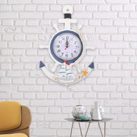 1 x RAW Customer Returns Wall clock decoration wooden clock bathroom children s room wall clock with steering wheel ship silent decorative clock wall art for living room bedroom, 34 x 23 cm - RRP €20.76