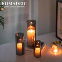 1 x RAW Customer Returns Romadedi lantern glass candle holder glass cylinder grey candle holder candle glasses for pillar candles floating candles glass vase lanterns for living room dining table table decoration home decoration - RRP €22.99