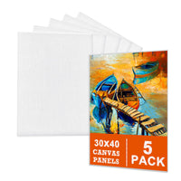 2 x RAW Customer Returns Canvas for painting set made of 100 cotton set of 5 - 30 x 40 cm, white artist panels canvas for painting painting cardboard - suitable for acrylic and oil painting as well as for sketching and drawing - RRP €33.62