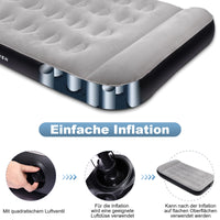 1 x RAW Customer Returns JHUNSWEN Camping Air Mattress Air Bed with Pillow, with Raised Flocked Surface, Easy to Inflate, Durable Blow Up Bed, for Travel as a Guest Bed 100x190cm without Pump  - RRP €17.14