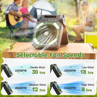 1 x RAW Customer Returns Clemas Camping Fan with Light, Battery Powered and Solar Powered Fan, 10000mAh Rechargeable Fans, Ventilador for Tents, Home and Outdoor Activities, Stay - RRP €39.99