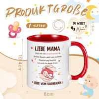 1 x RAW Customer Returns New gifts for expectant mothers, dear mother mug, expectant mother wooden sign, dear mother, now I am snuggled up in your belly, ceramic mug, pregnancy gift for mother red  - RRP €13.1