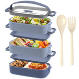 1 x RAW Customer Returns OITUGG Lunch Box 3 Tiers - 2200ml Bento Box for Adults - School Lunch Box for Children, with Cutlery and 3 Adjustable Compartments, BPA Free, Microwave Safe, Blue, without Stainless Steel Inner - RRP €19.81