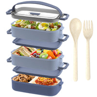 1 x RAW Customer Returns OITUGG Lunch Box 3 Tiers - 2200ml Bento Box for Adults - School Lunch Box for Children, with Cutlery and 3 Adjustable Compartments, BPA Free, Microwave Safe, Blue, without Stainless Steel Inner - RRP €19.99