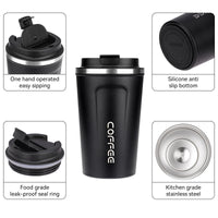 1 x RAW Customer Returns ERBO coffee mug to go, stainless steel thermal mug, leak-proof coffee cup with lid, coffee cup thermal mug for on the go, environmentally friendly, white black 380ml - RRP €21.17