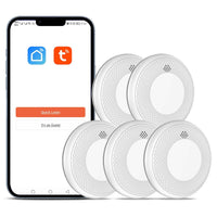 1 x RAW Customer Returns Safeliveo WiFi smoke detector, 10-year battery with app notification, mute and self-test function, smart fire alarm, pack of 5, tested according to DIN EN 14604 compatible with Tuya Smart Life APP  - RRP €156.3