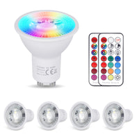 1 x RAW Customer Returns YAYZA 5W GU10 LED RGB color changing lamp, dimmable warm white light bulb 3000K , replacement for 50W halogen lamps, 450LM RGB color changing spot light, 120 colors, 5 modes, with remote control 4 pieces  - RRP €23.99