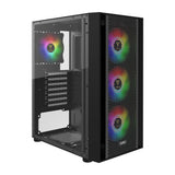 1 x RAW Customer Returns ZEUS GAMDIAS ATX Mid Tower Gaming Computer PC Case with Side Tempered Glass, 4x 120mm ARGB Fans 5V RGB Motherboard Sync Excellent Airflow - RRP €80.21