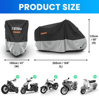 1 x RAW Customer Returns Favoto Improved Version Motorcycle Cover Outdoor Motorcycle Cover with Keyhole 3 Reflective Strips Protects against UV Rain Snow Dust Silver Black XXXL 265x105x125cm - RRP €25.06