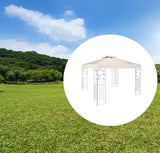 1 x RAW Customer Returns Gazebo roof 3x3 m replacement roof waterproof, double roof protective cover, garden pavilion replacement roof, stormproof party tent replacement cover, for gazebo 3x3 meters light beige  - RRP €39.31