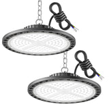 1 x RAW Customer Returns YIQIBRO LED UFO industrial lighting 100W LED high bay lighting 2 pieces - 15000LM LED high bay spotlight with 11.8in metal chain, driver, 6500K IP65 LED UFO for workshop warehouse factories - RRP €51.42