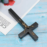 1 x RAW Customer Returns Garneck Christian Wood Wall Cross Art Craft Hanging Zinc Alloy Jesus Christian Cross Gift Wall Decoration for Home Black  - RRP €20.4