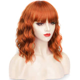 1 x RAW Customer Returns YEESHEDO Short Curly Orange Ginger Bob Wigs for Women Synthetic Wigs with Bangs Natural Headline Heat Resistant Cosplay Women s Wig - RRP €21.99