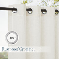 1 x RAW Customer Returns PONY DANCE outdoor curtains with Velcro fastener set of 2 H 213 x W 140 cm patio curtains waterproof linen curtains beige semi-transparent balcony curtain outdoor curtains for gazebo - RRP €38.27