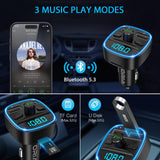 2 x RAW Customer Returns ORIA Bluetooth 5.3 FM Transmitter, Car Radio Adapter with Microphone 2 Charging, LED Display Charger, Hands-Free Car Kit, Music Player, Support BT, TF Card, USB Disk - RRP €29.98