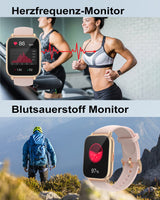 1 x RAW Customer Returns RUIMEN Smartwatch with telephone function, smartwatch for women and men, HD touch screen fitness watch with SpO2 monitoring, heart rate monitor, sleep monitor, pedometer watch, multi training modes for Android iOS - RRP €39.66