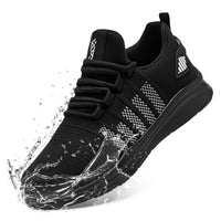 1 x RAW Customer Returns FLOWING PLUME Men s Sports Shoes Waterproof Lightweight Running Shoes Breathable Casual Gym Sneaker White Black,42EU  - RRP €50.08