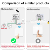 1 x RAW Customer Returns QIACHIP 220V 230V wireless light switch, 433mhz wireless wall switch and RF receiver, easy installation for lamps up to 1500W, 10a mini wireless switch - RRP €26.4