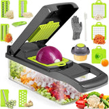 1 x RAW Customer Returns T-GOGO Mandoline Vegetable Slicer, 13 in 1 Vegetable Cutter Adjustable, Multifunctional Vegetable Slicer Cutter Grater Onion Cutter, Vegetable Slicer Stainless Steel with Drain Basket Gray - RRP €19.85