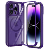 1 x RAW Customer Returns Aunote iPhone 14 Pro Case Compatible with MagSafe, 360 Degree Protection Military Shockproof Case, Integrated Tempered Glass Protection, Transparent Back Slim Case for iPhone 14 Pro. Purple - RRP €19.99